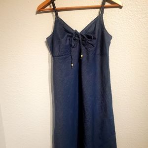 Denim style dress with straps